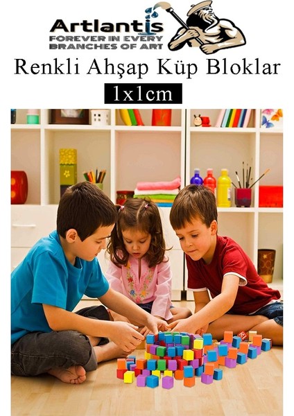 Renkli Ahşap Küp Bloklar 1X1X1CM 500 Adet Ahşap Renkli Kare Blok Eğitici Geliştirici Oyuncak Küp Matematik Birim Küpleri modelleri