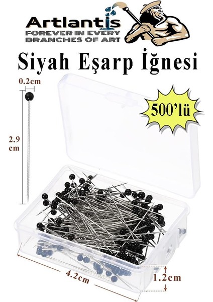 Eşarp Iğnesi Siyah 500 Lü 1 Paket Türban Iğnesi Başörtüsü Toplu Iğne Şal Düğün Nikah Nişan Kına Sünnet Takı Iğnesi