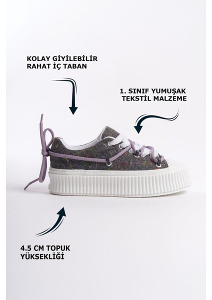 Siyah Cilt Süet Parlak Taş Detaylı Bağcıklı Yüksek Taban Günlük Kadın Sneaker Spor Ayakkabı fiyatları
