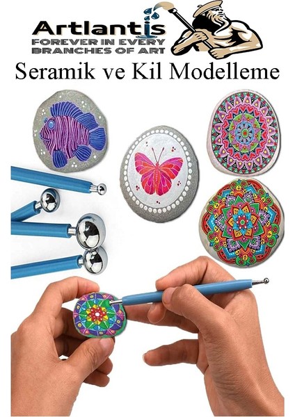 Top Uçlu Seramik ve Kil Modelleme Seti 4 Lü 1 Paket Polimer Kil Şekillendirme Çömlek Oyma Çiçek Marzipan Mandala Top Ütü