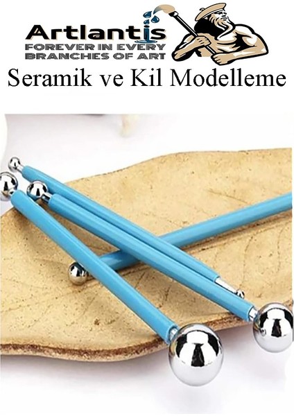 Top Uçlu Seramik ve Kil Modelleme Seti 4 Lü 1 Paket Polimer Kil Şekillendirme Çömlek Oyma Çiçek Marzipan Mandala Top Ütü