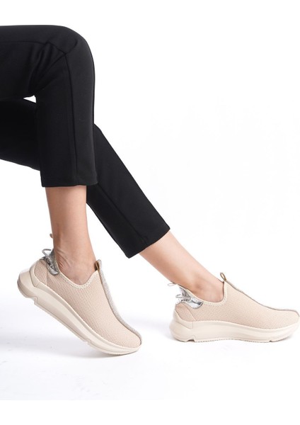 Siyah Ortadan Parlak Şerit Detaylı Yumuşak Tekstil Günlük Sneaker Kadın Spor Yürüyüş Ayakkabısı fırsatları