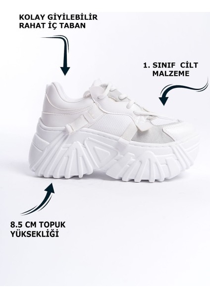 Gri Fileli Geliştirilmiş Comfort Taban Bağcıklı Günlük Kadın Sneaker Spor Ayakkabı