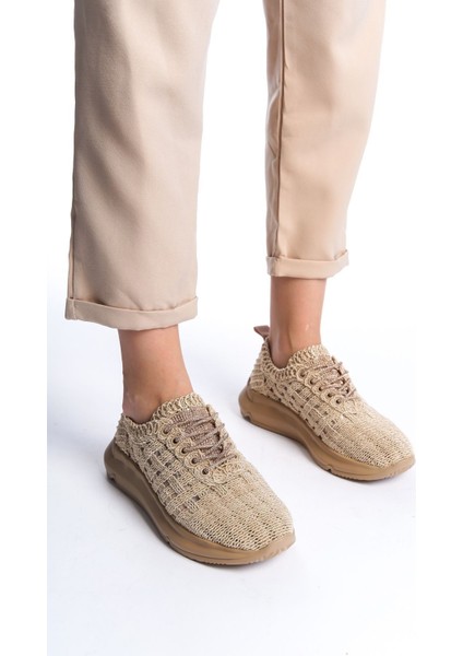 Siyah Bağcıklı Yüksek Taban Cilt Günlük Kadın Sneaker Spor Ayakkabı