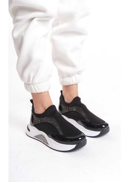 Ten Nude Parlak Bağcıklı Yumuşak Tekstil Rahat Günlük Sneaker Kadın Spor Yürüyüş Ayakkabısı