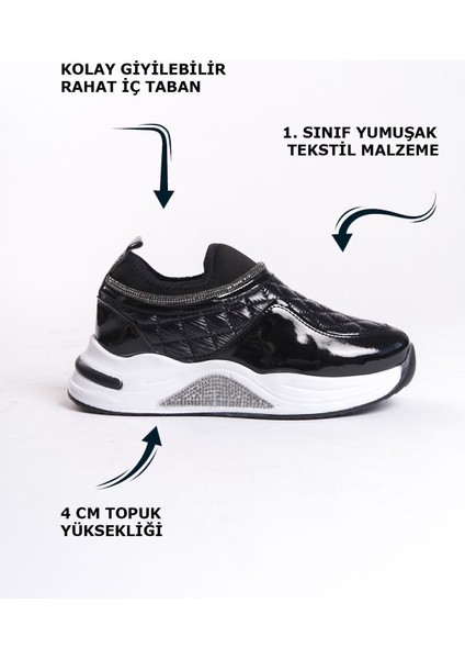Beyaz Parlak Bağcıklı Taş Detaylı Yumuşak Tekstil Rahat Günlük Sneaker Kadın Spor Yürüyüş Ayakkabısı fiyatları