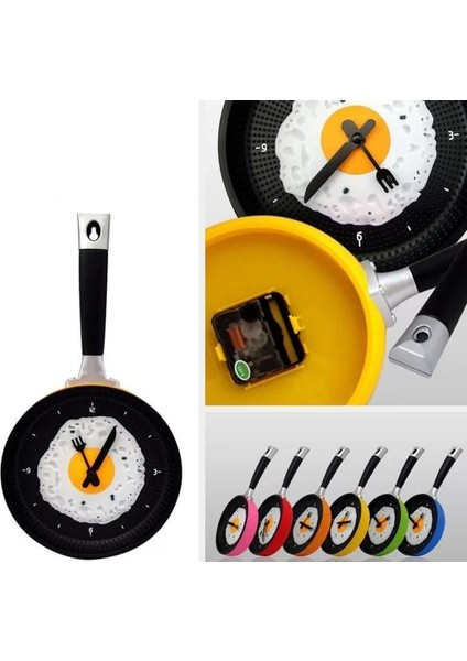 Tava Konseptli Duvar Saati Görsel Tasarımı Ile Tam Bir Duvar Saati ve Mutfak Saati