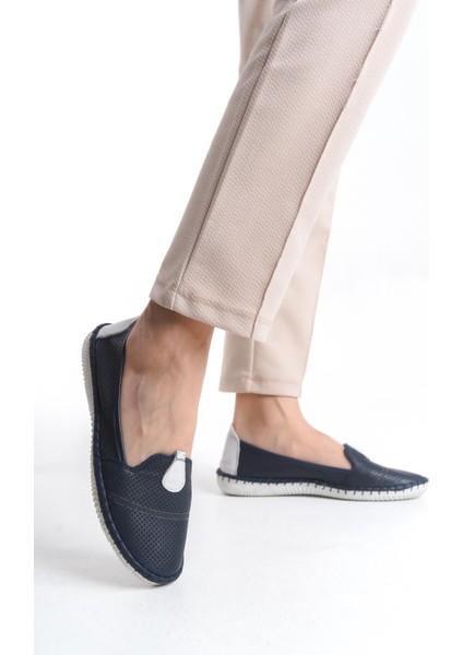 Kadın Deri Babet Düz Rahat Taban Dikiş Detaylı Tam Kalıp Ayakkabı