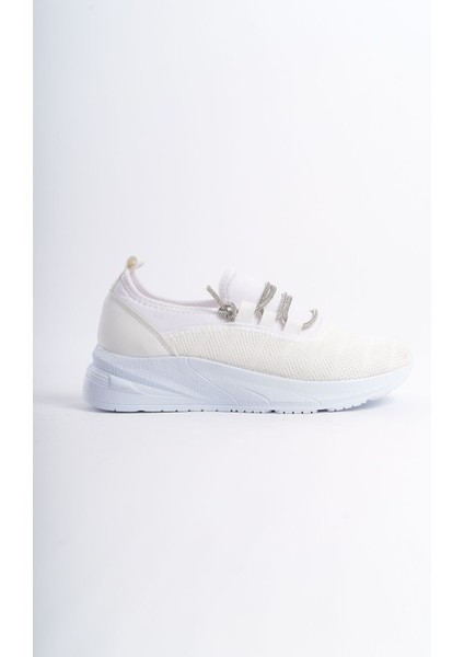 Beyaz Bilekten Taşlı Şerit Detaylı Yumuşak Rahat Yüksek Tabanlı Sneaker Kadın Spor Ayakkabı modelleri