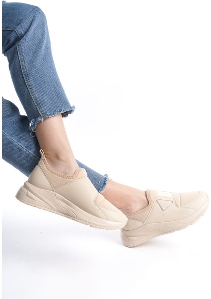 Gri Üstten Şerit Detaylı Yumuşak Tekstil Rahat Günlük Sneaker Kadın Spor Yürüyüş Ayakkabısı indirimleri