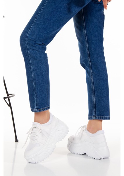 Beyaz Turuncu Gümüş Renk Detaylı Günlük Kadın Sneaker Spor Ayakkabı fiyatları