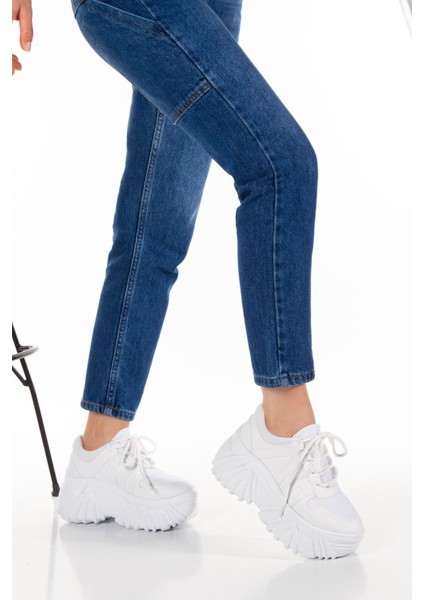 Beyaz Turuncu Gümüş Renk Detaylı Günlük Kadın Sneaker Spor Ayakkabı fırsatları