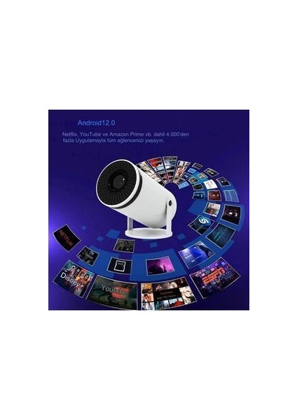 HY300 Taşınabilir Projektör Ultra Hd Projektör Android 12 Yükseltilmiş 200ANSI Wifi