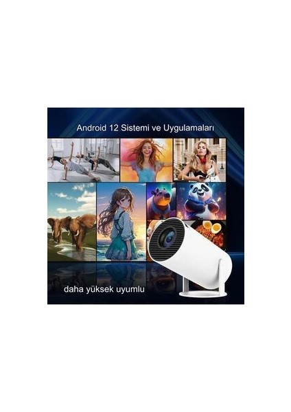 HY300 Taşınabilir Projektör Ultra Hd Projektör Android 12 Yükseltilmiş 200ANSI Wifi