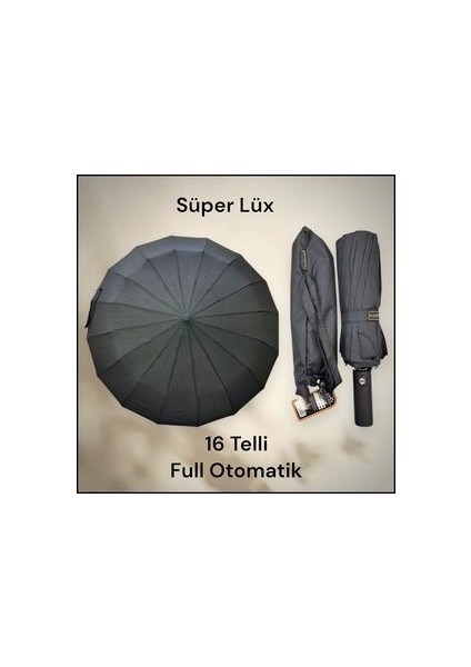 Premium 16 Telli Rüzgarda Kırılmayan Tam Otomatik Şemsiye