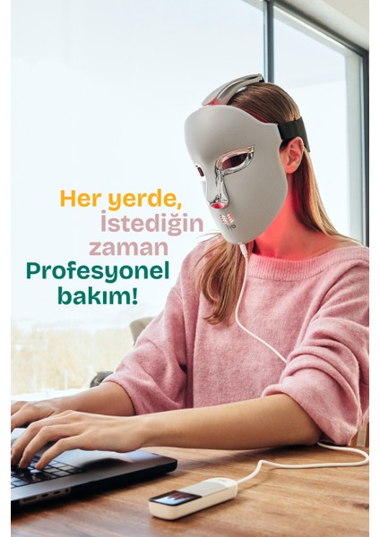 Led Light Yüz Maskesi Kırmızı, Sarı Ve Mavi Işık İle Cilt/Yüz Bakım Cihazı