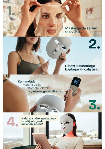 Led Light Yüz Maskesi Kırmızı, Sarı Ve Mavi Işık İle Cilt/Yüz Bakım Cihazı