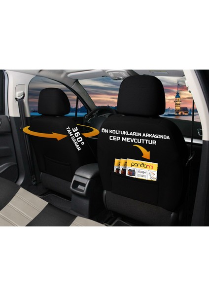 Her Araca Uyumlu Oto Koltuk Kılıfı Tam Set - Tay Tüyü / Krem modelleri