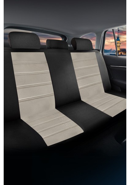 Her Araca Uyumlu Oto Koltuk Kılıfı Tam Set - Tay Tüyü / Krem indirimleri