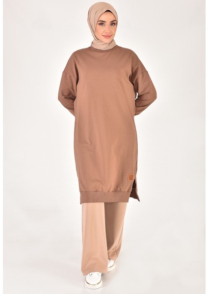 30645 2 Ip Kumaş Uzun Boy Basic Sweatshirt
