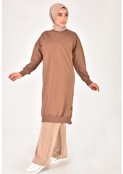 30645 2 Ip Kumaş Uzun Boy Basic Sweatshirt