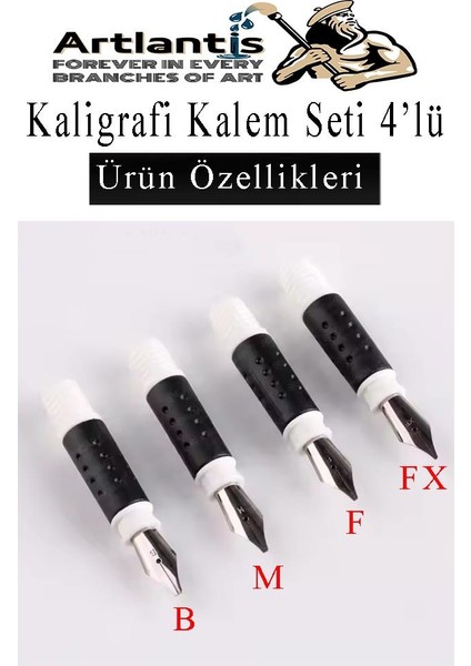 Kaligrafi Dolma Kalem Seti 4 Lü 1 Paket Calligraphy Kalem Seti Hat Yazma Tasarım Sanat Kalemi Hattat