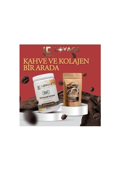 Taze Çekilmiş Orta Kavrulmuş Sade Türk Kahvesi 100 G + Kolajen 450 G 2'li Set