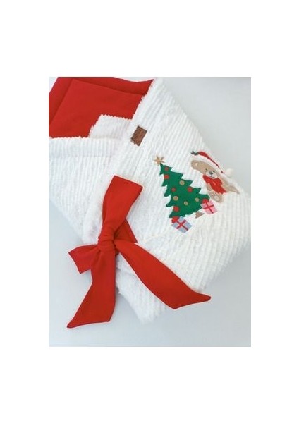 Kışlık Bebek Battaniyesi & Kundağı - Çam Ağacı & Ayıcık Işlemeli Hastane Çıkışı - Yeni Yıla Özel fırsatları