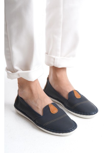 Kadın Deri Babet Düz Rahat Taban Dikiş Detaylı Tam Kalıp Ayakkabı modelleri