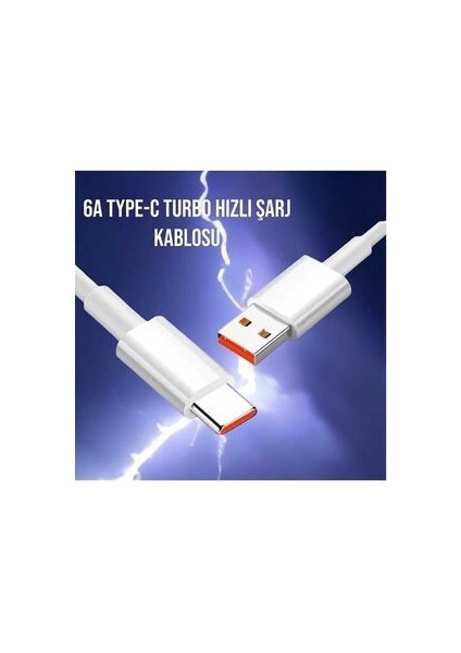 Xıaomi Type-C Android Uyumlu Hızlı Şarj Kablosu 66W 6A Redmi K30-40 Pro Mi 9-10-11 Prouyumlu
