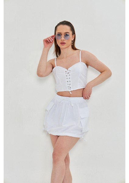 Günlük Yazlık Crop Top ve Şort Etek Takımı - Rahat & Şık fırsatları