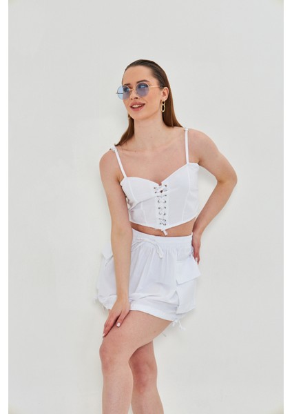 Günlük Yazlık Crop Top ve Şort Etek Takımı - Rahat & Şık