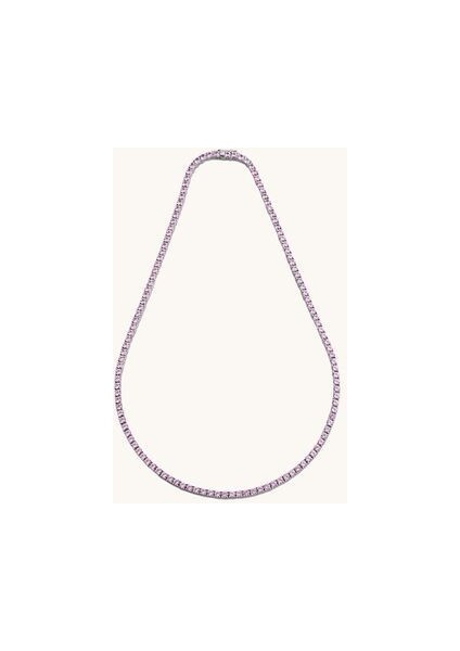 3mm Pembe Zirkon Taşlı Su Yolu Kolye Shine Koleksiyon