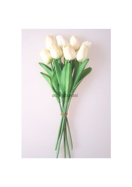 Yapay 8 Li Islak Lale Buketi Kırık Beyaz - Aynı Gün Kargo