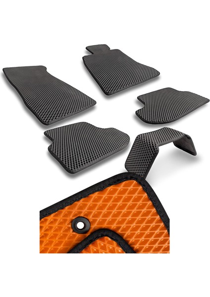 Opel Crossland 2022+ Uyumlu Araca Özel Akıllı Paspas Eva Paspas Hücreli Paspas Turuncu