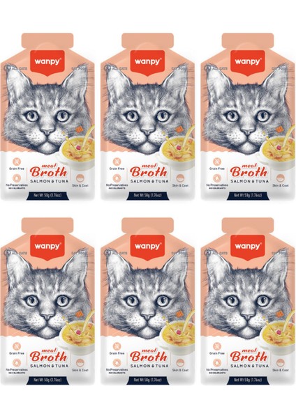 Somonlu ve Ton Balıklı Tahılsız Kedi Çorbası 50GR - 6 Adet