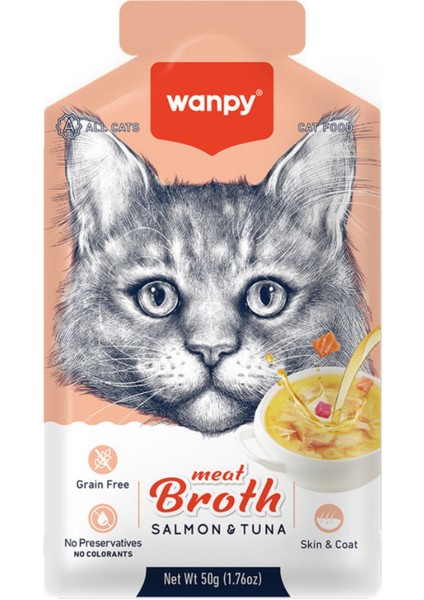 Somonlu ve Ton Balıklı Tahılsız Kedi Çorbası 50GR - 6 Adet