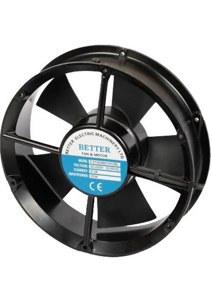 220X220X60 (Yuvarlak Fan) 220V Ac 5 Kanatlı Rulmanlı Better Fan