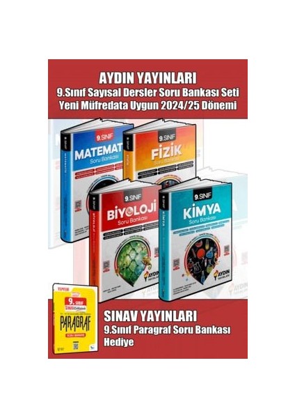 9.sınıf Kimya Fizik Biyoloji Matematik Soru Bankası Seti 2024/25 Dönemi Yeni Müfredat