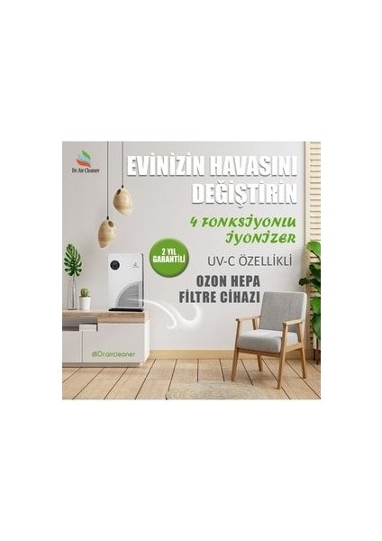 Rustik Ev Dr.air Cleaner Ozon ve Hava Temizleme Cihazı-Uvc Özellikli-4 Fonksiyonlu
