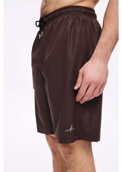 Dokulu Kumaş Kahverengi Erkek Kısa Havuz ve Deniz Şortu 5032 modelleri