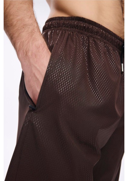 Dokulu Kumaş Kahverengi Erkek Kısa Havuz ve Deniz Şortu 5032 fırsatları