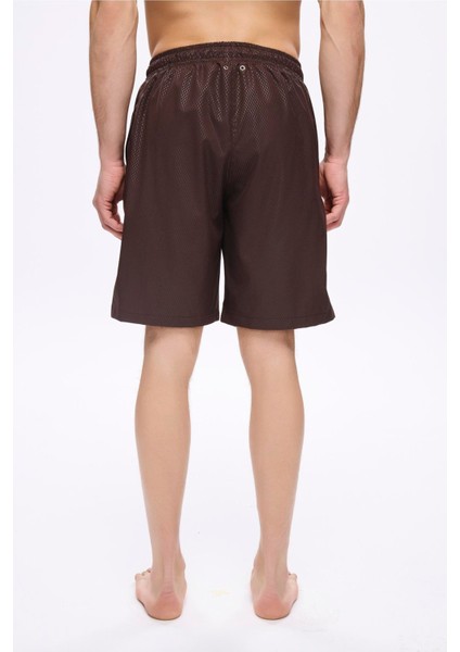 Dokulu Kumaş Kahverengi Erkek Kısa Havuz ve Deniz Şortu 5032 indirimleri