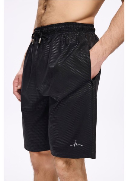 Dokulu Kumaş Siyah Erkek Kısa Havuz ve Deniz Şortu 5032 modelleri