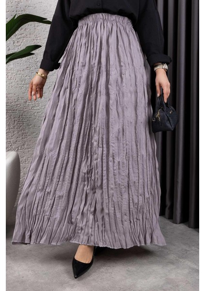 Kırışık Kumaş Etek Gümüş modelleri