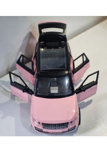 Pembe Renkli Range Rover Jeep Çek Bırak Metal Oyuncak Araba 20 cm