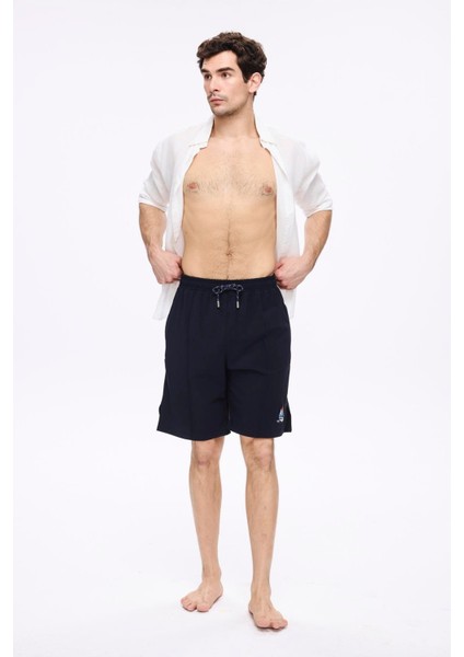 Yelken Nakışlı Lacivert Erkek Kısa Havuz ve Deniz Şortu 5064