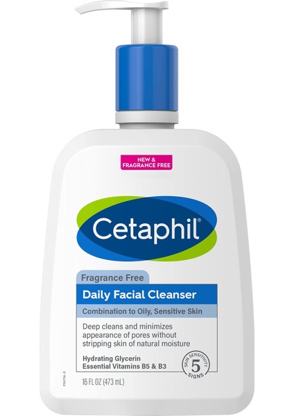 Cetaphil (B3-B5 Vitaminli) Günlük Yüz Temizleyici 16 Fl Oz 473ML