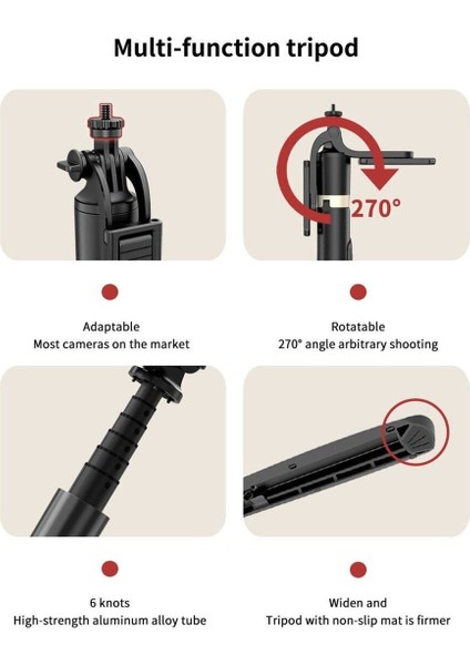 Uzaktan Kumandalı 153 cm Alüminyum Tripod ve Selfie Çubuğu Telefon, Kamera, Işık ve Gopro Uyumlu indirimleri