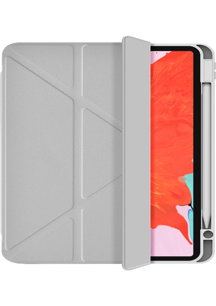 iPad Air 11 2025 M3 Kılıf Wiwu 360 Derece Dönebilen Standlı Magnetik Koruyucu Tablet Kılıfı Gri